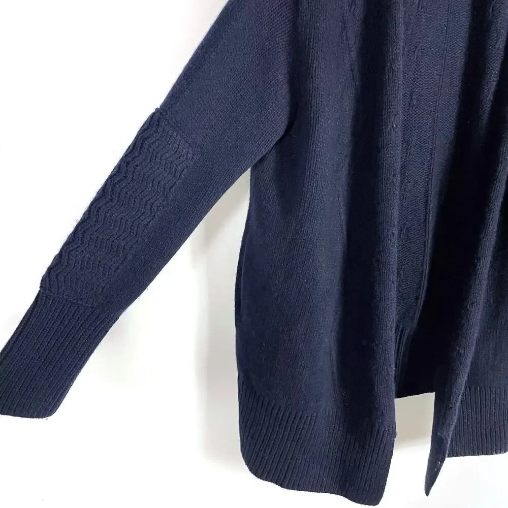 Zadig & Voltaire Cyan Cashmere Cardigan Navy Blue Open Front‎ Long Sleeve Sz M - Picture 6 of 12